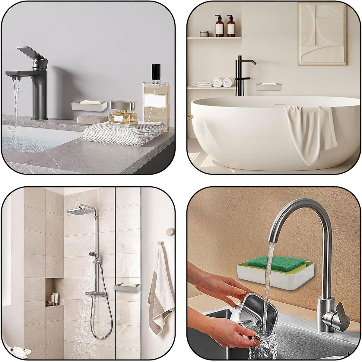 Soap Dish Stainless Steel Silver Soap Dish Holder Wall Mounted Shower Soap Holder with Screws, Sturdy Soap Dish for Bar Soap Stylish Soap Dish Holder (Medium, Silver) (Pack of 2)
