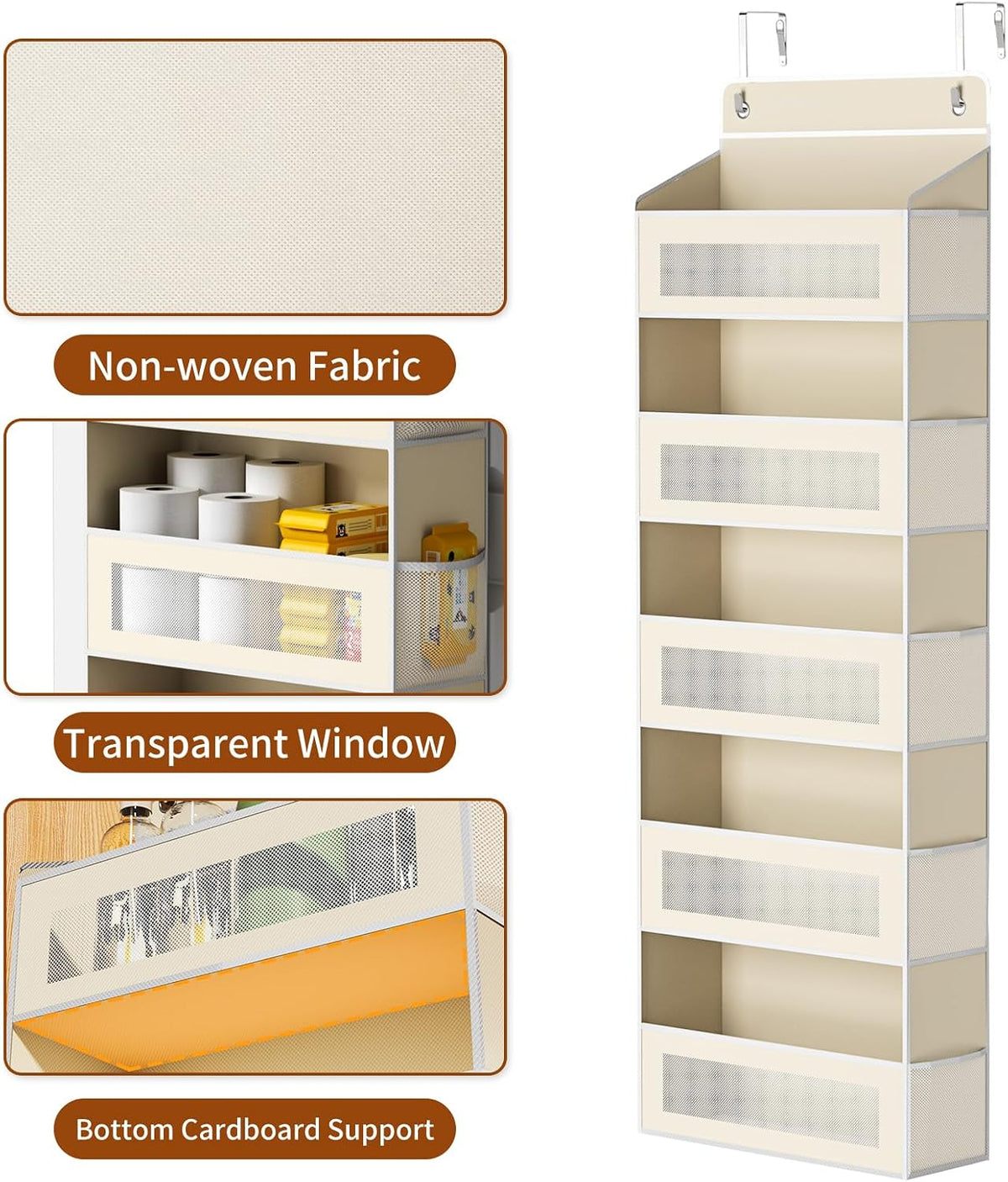 AQOOA 5-Tier Over The Door Organizer 44 lbs Capacity fit Standard Doors