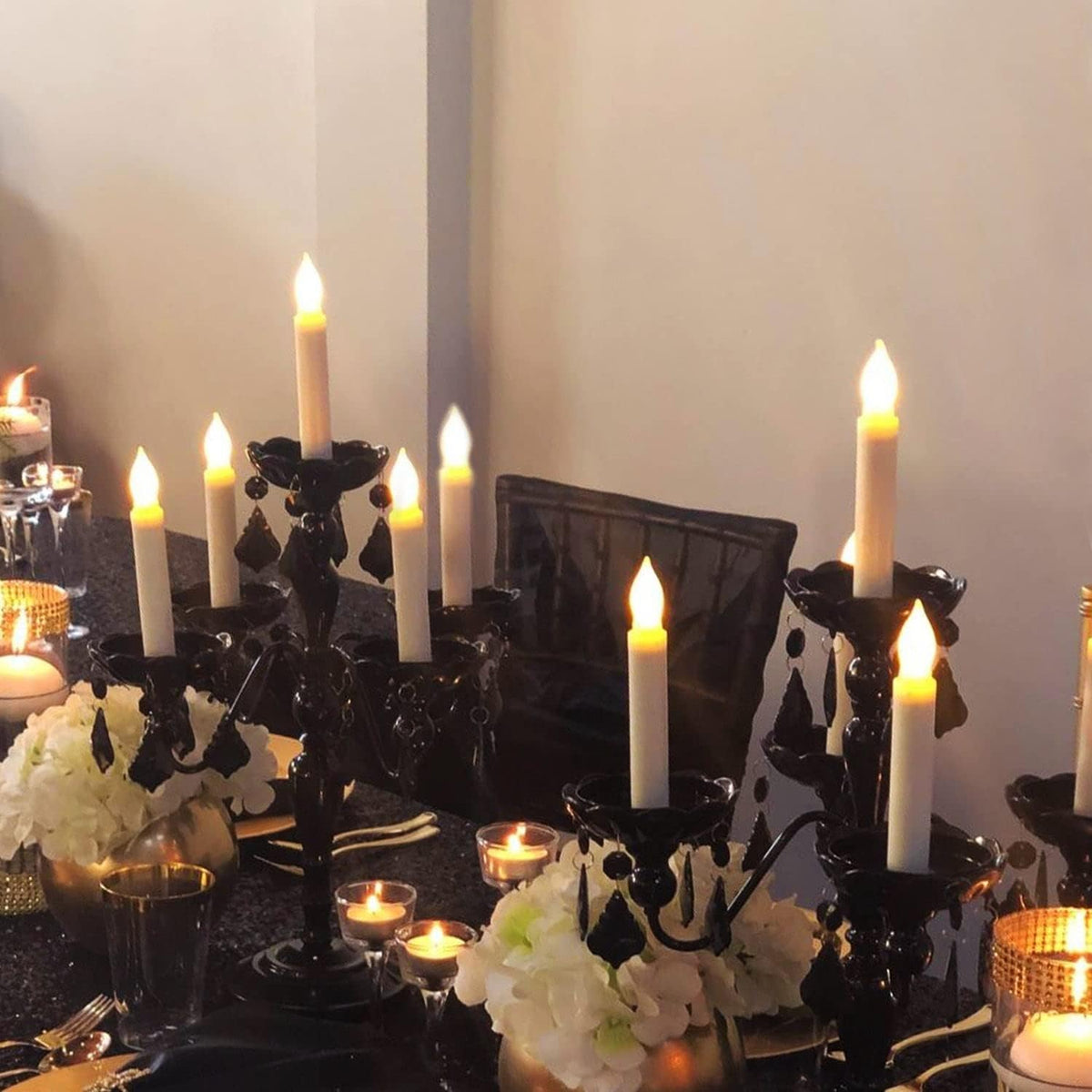 Amagic 24 Pcs Hanging Floating Candles, No Remote & Battery, Flameless Led Taper Candles Flickering, Battery Operated Candlesticks, for Fireplace