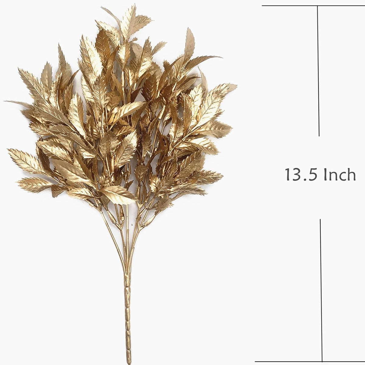 Artificial Golden Leaves Plants, Fake Shrubs Plastic Gold Decoration 4 Pack