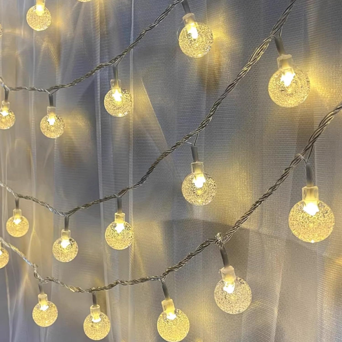GTSYDING Bubble Globe String Lights USB Powered, 19.6 FT 40 LEDs 8 Modes Waterproof Hanging Crystal Ball Fairy Lights Remote for Indoor Bedroom Patio Party Decorations, Warm White