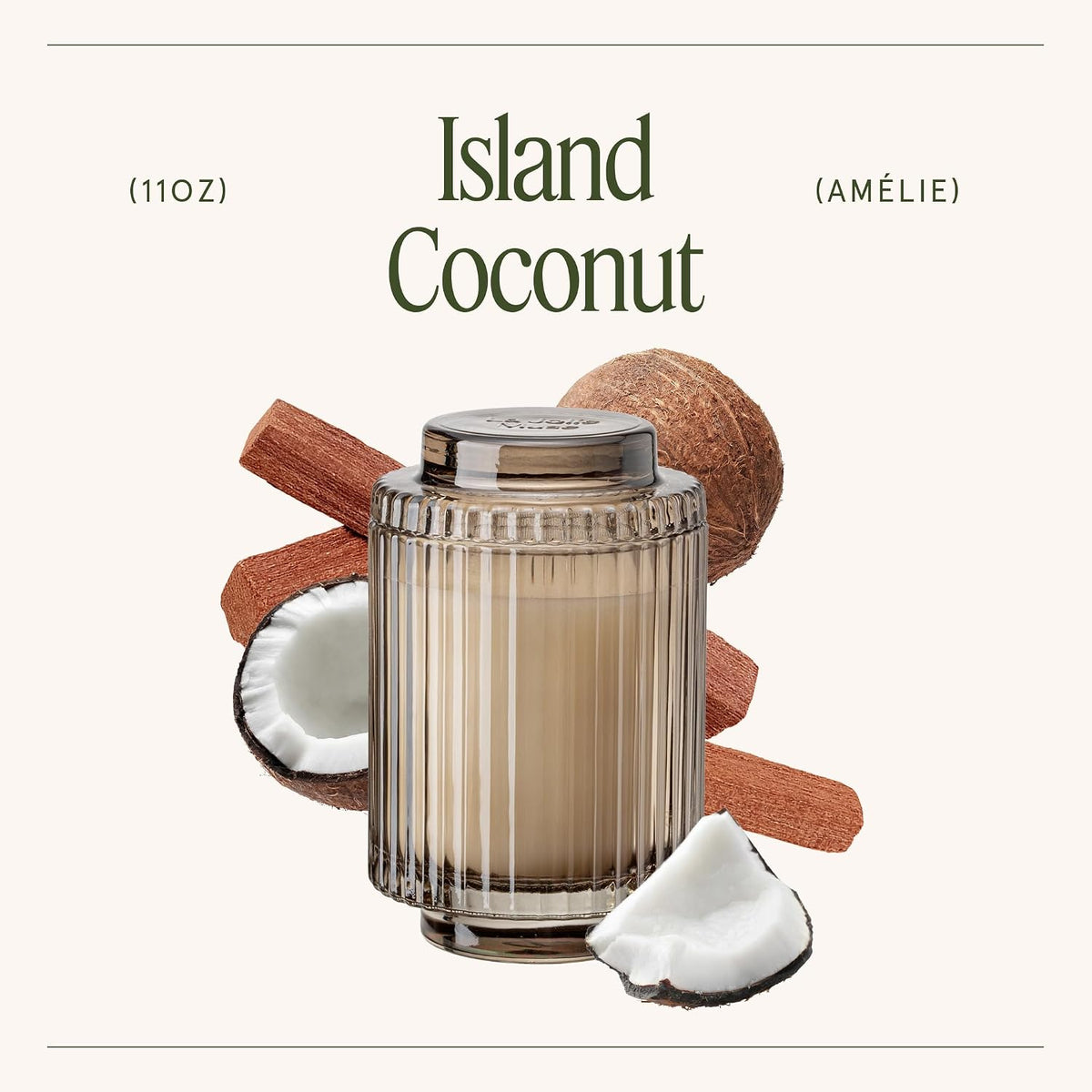 LA JOLIE MUSE Island Coconut Vanilla Scented Candles for Home, Natural Soy