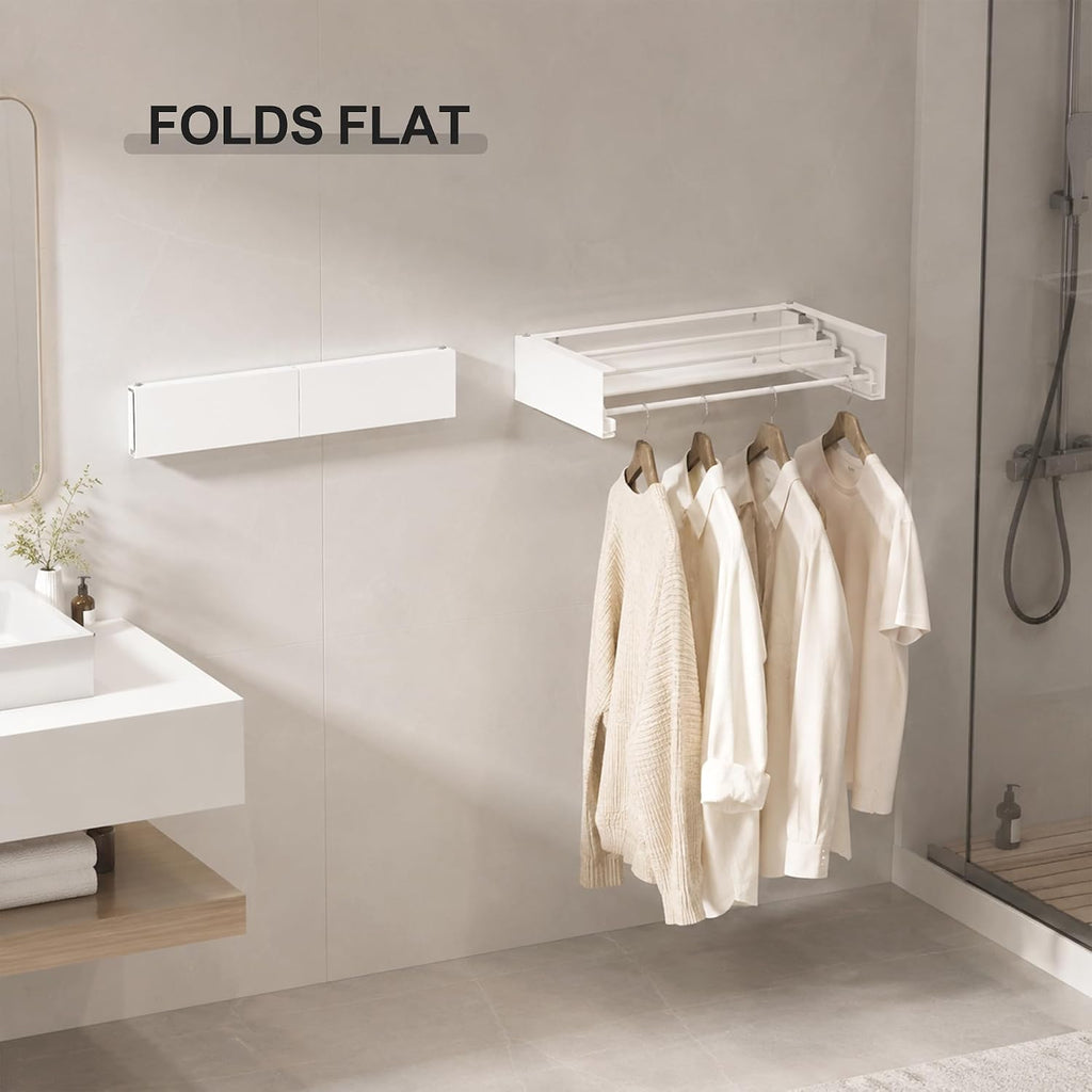 RFOUO Wall Mounted Clothes Drying Rack,White 19.7",