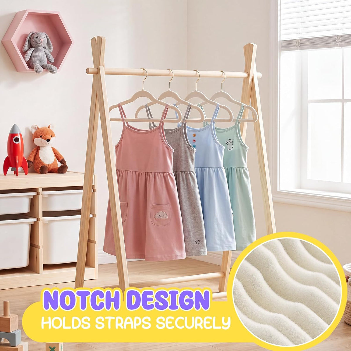 Flottian 30 Pack Baby Velvet Hangers Kids 11",Baby Hangers with Gold Hook