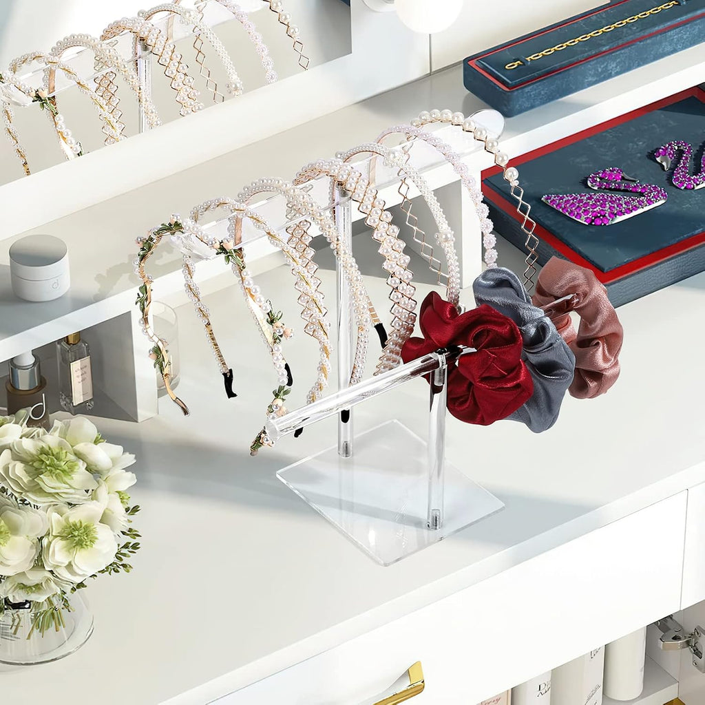 Headband Holder, Scrunchie Holder Acrylic, Clear Hair Ties Stand Organizer