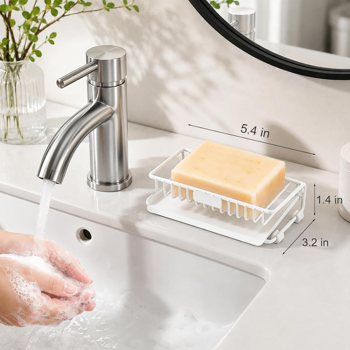 Self Draining Soap Dish for Shower Bar Soap Holder Soap Saver, White