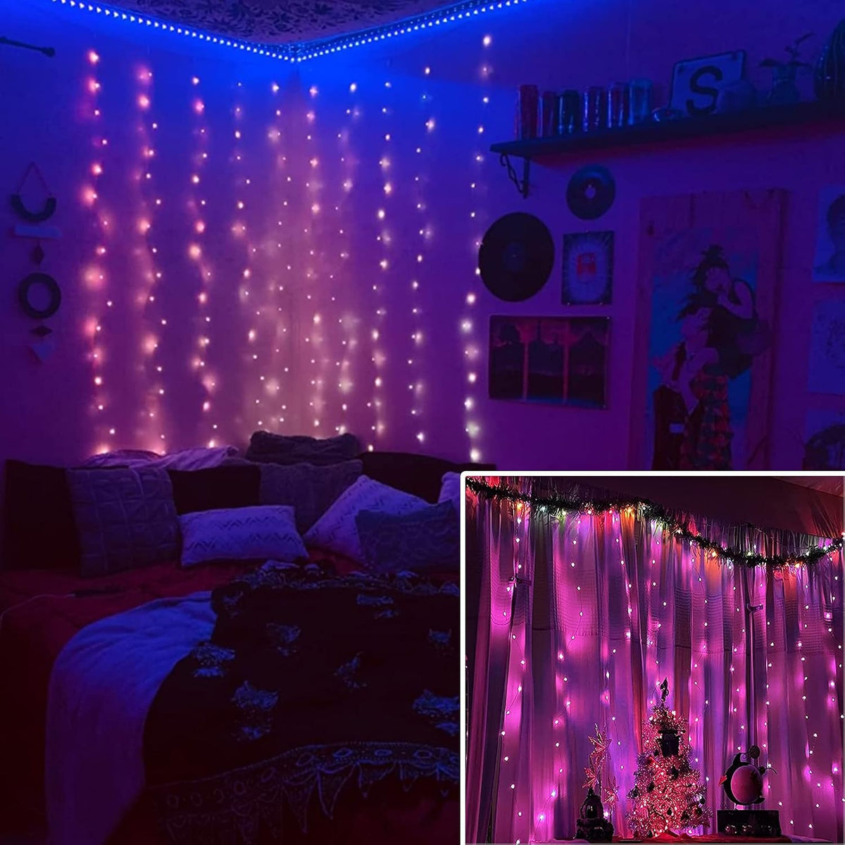 6.56 Ft Color Changing Fairy Curtain Lights, 16 Colors with Remote