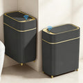 LALASTAR 2-Pack Bathroom Trash Can with Lid, Slim Motion Sensor Trash Can, Small Automatic Garbage Can Touchless, Waterproof Trash Bin for Bedroom, Office, Living Room, 2.3 Gal, Black with Gold Trim