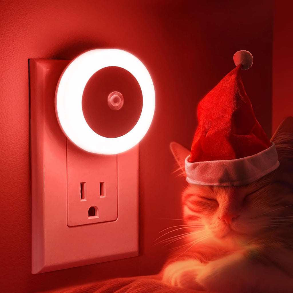 Briignite Night Lights Plug into Wall Red Night Light Dusk to Dawn Sensor