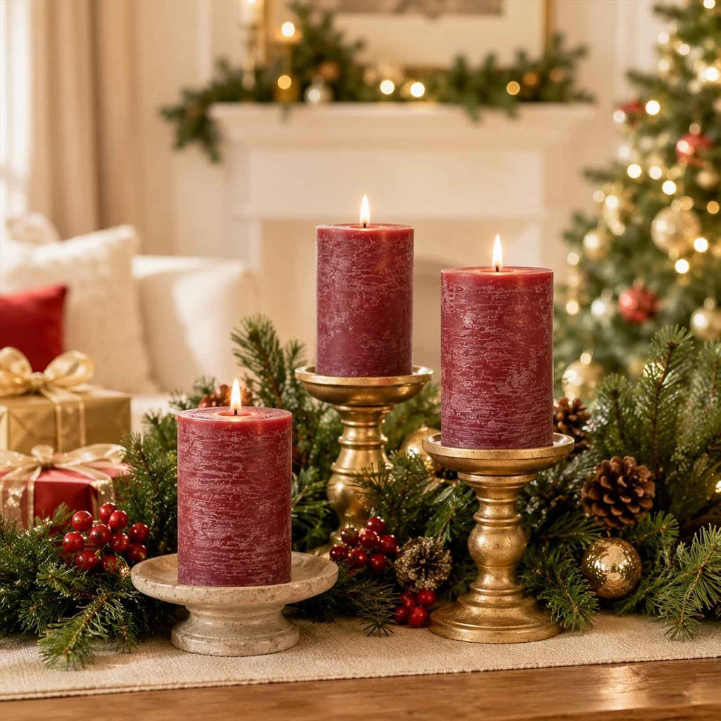 Red Pillar Candles 6 Pack, 2.8 x 4 Inch Unscented Soy Wax Candles