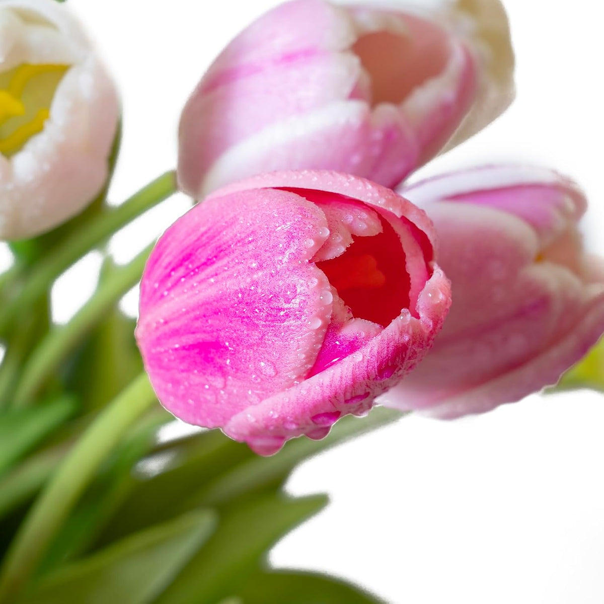 DUYONE 40Pcs Artificial Tulips Flowers, Soft Touch Realistic Latex Tulips Bouquet for Home Office Wedding Party Garden Decor, Fake Flowers for Dining Table Living Room Spring-B Peachblow Set