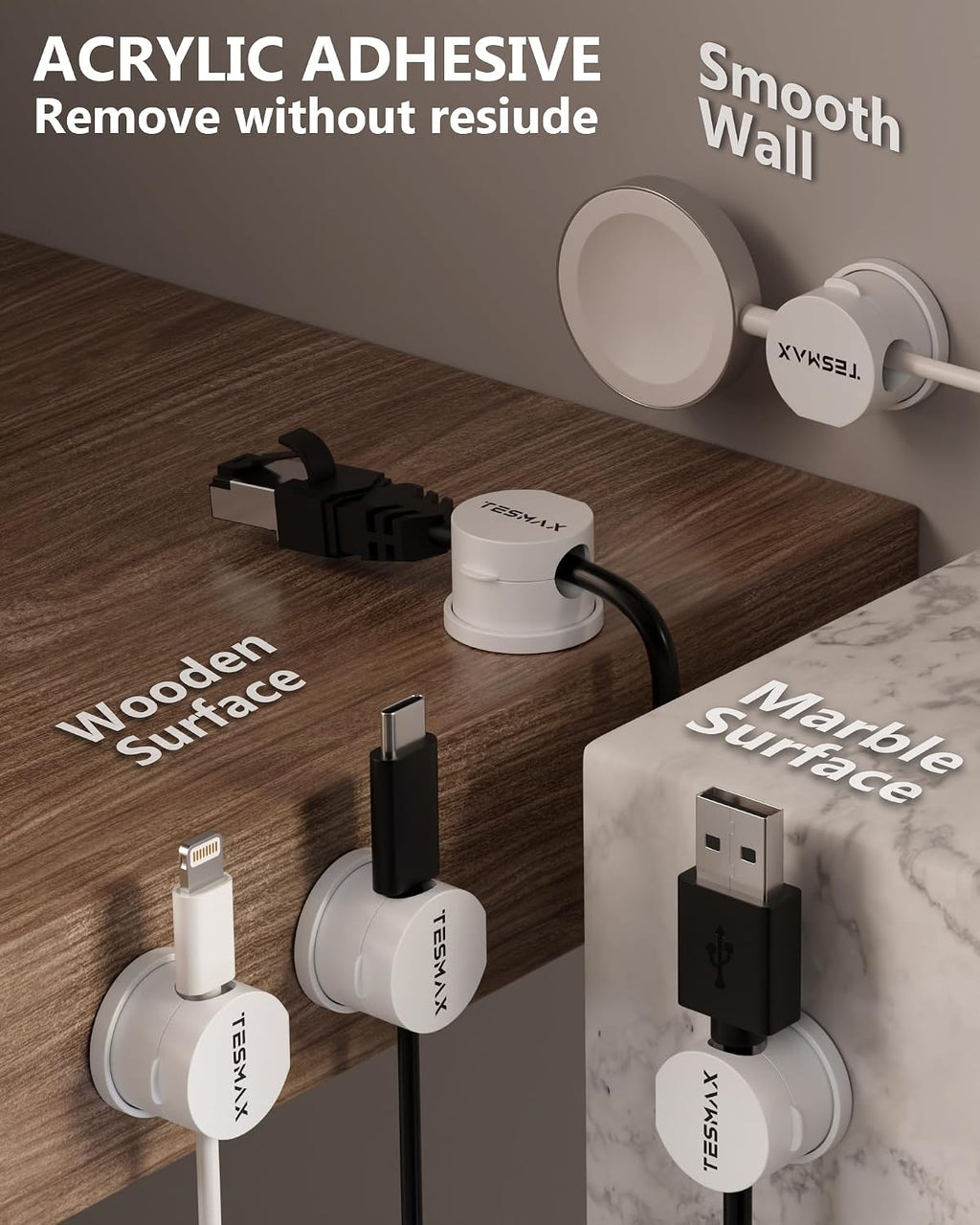 12Pack Magnetic Cord Holder 360° Rotating, 1s Lock Adhesive Desk Organizers