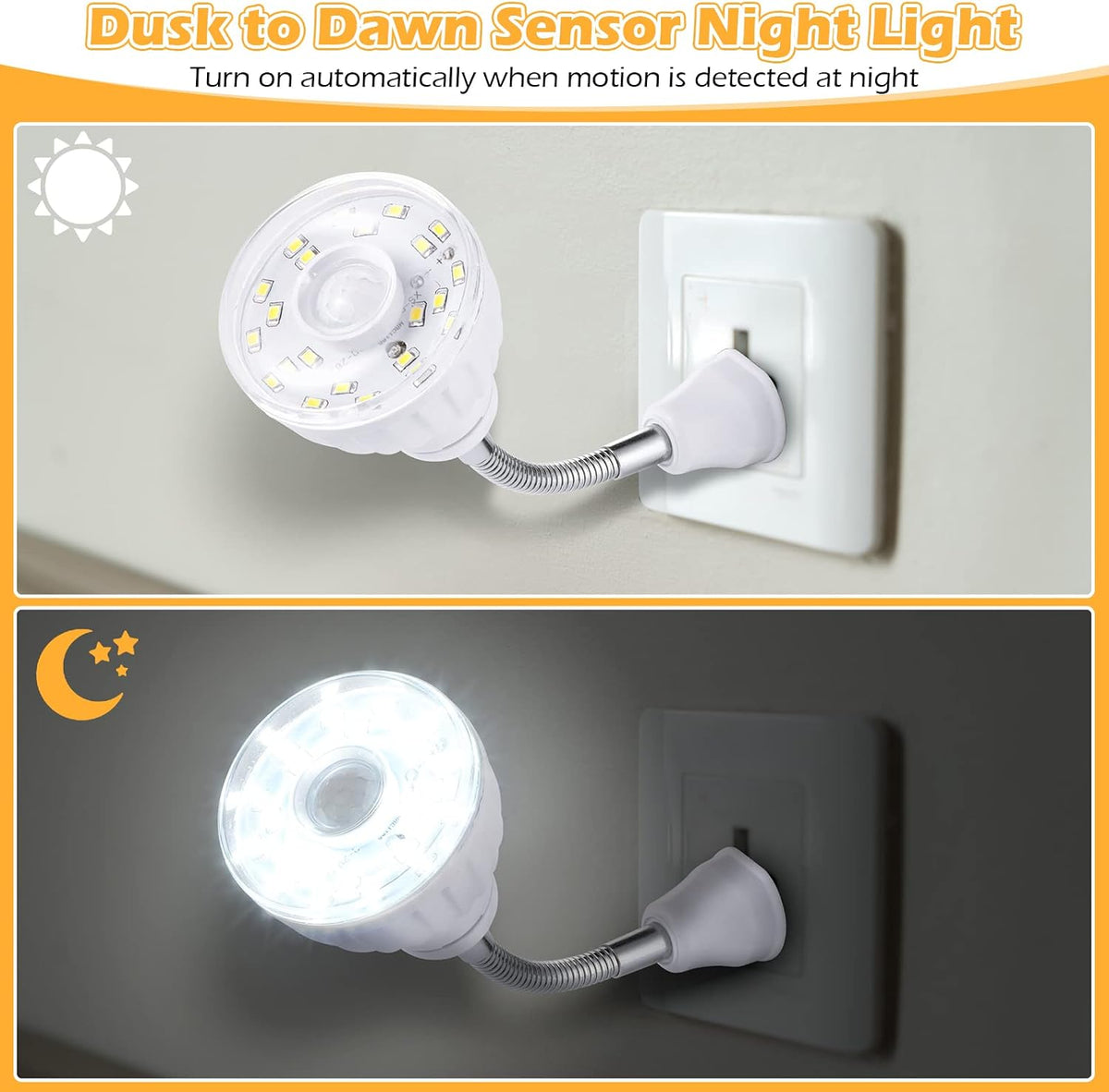 3 Pack Motion Activated LED Night Light Plug in Sensor Light,Cool White
