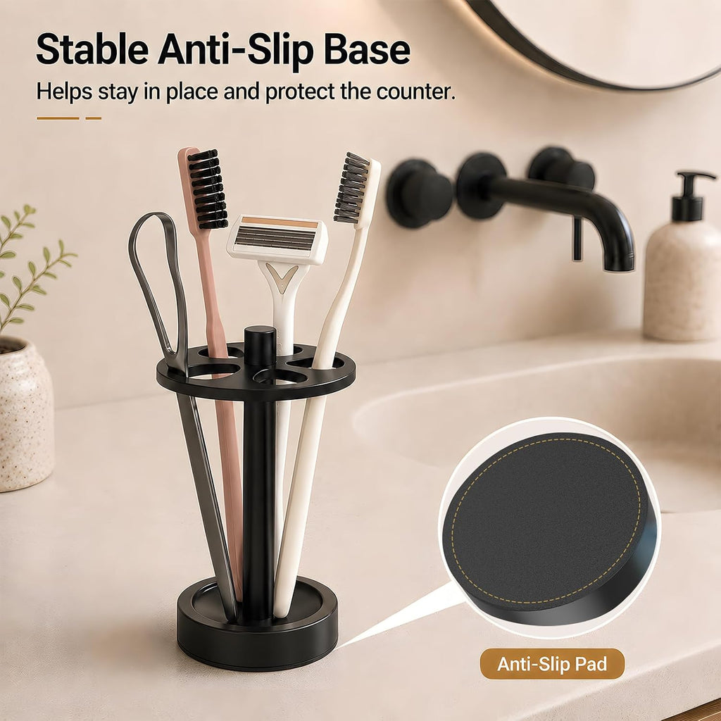 5 Slots Open-Design Bathroom Toothbrush Holder Stand for Manual Toothbrush