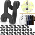 100Pcs Space Saving Hanger Hooks, Plastic Hanger Connector Hooks Black