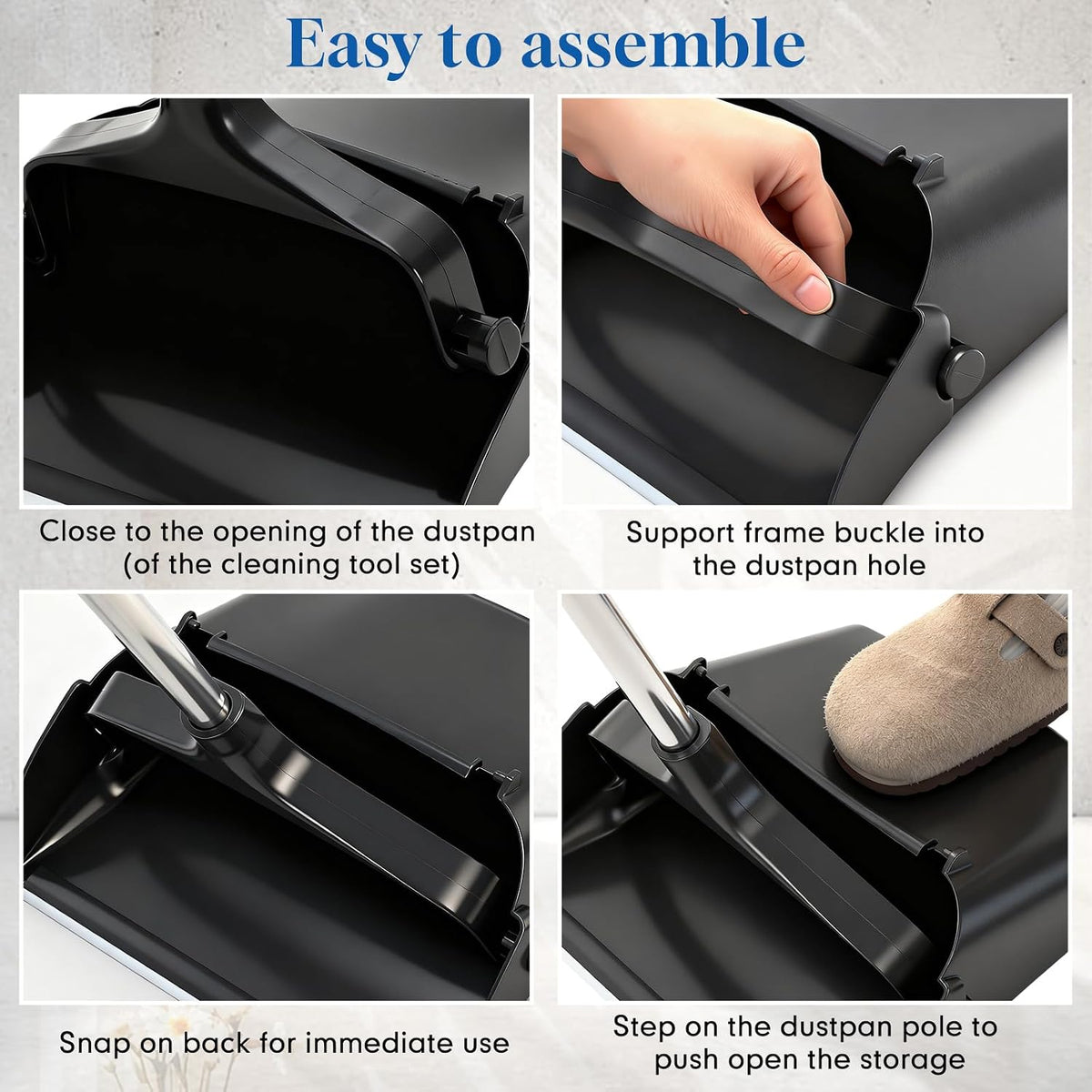Maxcheck 2 Pcs 37'' Upright Lobby Dust Pan Plastic Bulk, Black