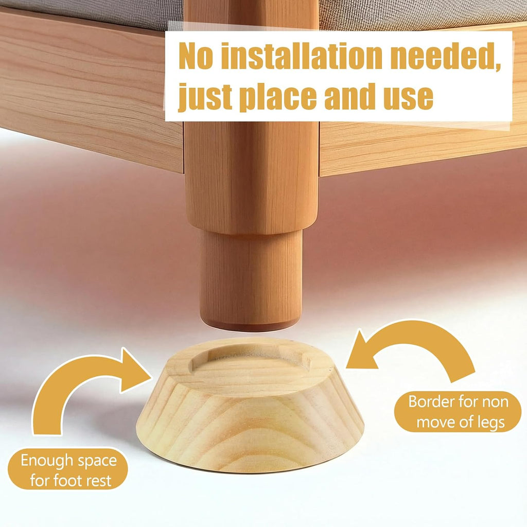 Novabright Set of 8 Solid Wood Furniture Risers Bed Risers Heavy Duty Round Furniture Height Extenders Lifts with Non-Slip Recessed Hole for Bed, Sofa, Chair, Table (1" Hight,Wood Color)
