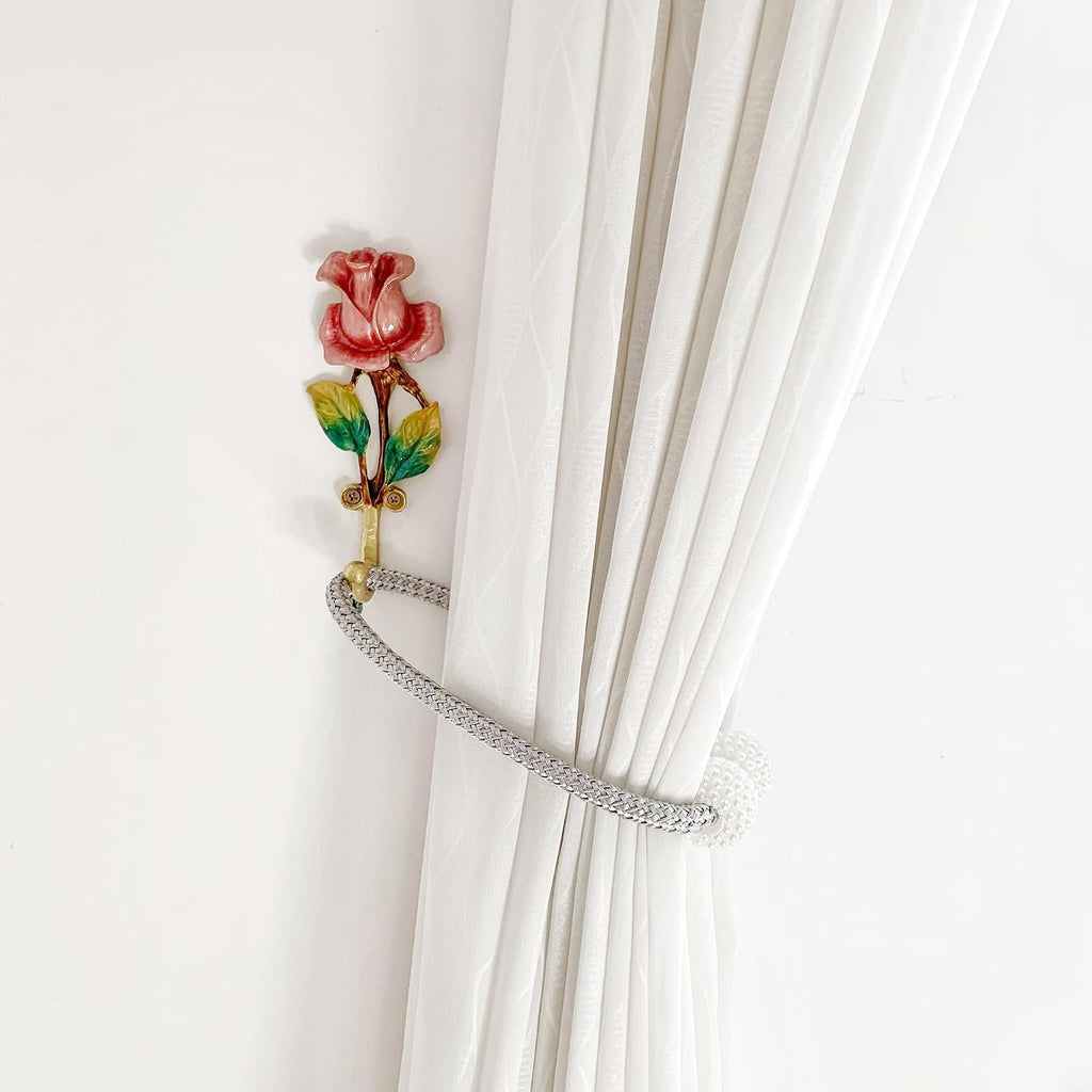 Vintage Rose-Shaped Decorative Wall Hooks, 2 Pack Hand-Painted Floral Metal Wall Hook Rack Hangers for Hanging Coats, Clothes, Keys, Hats, and Towels