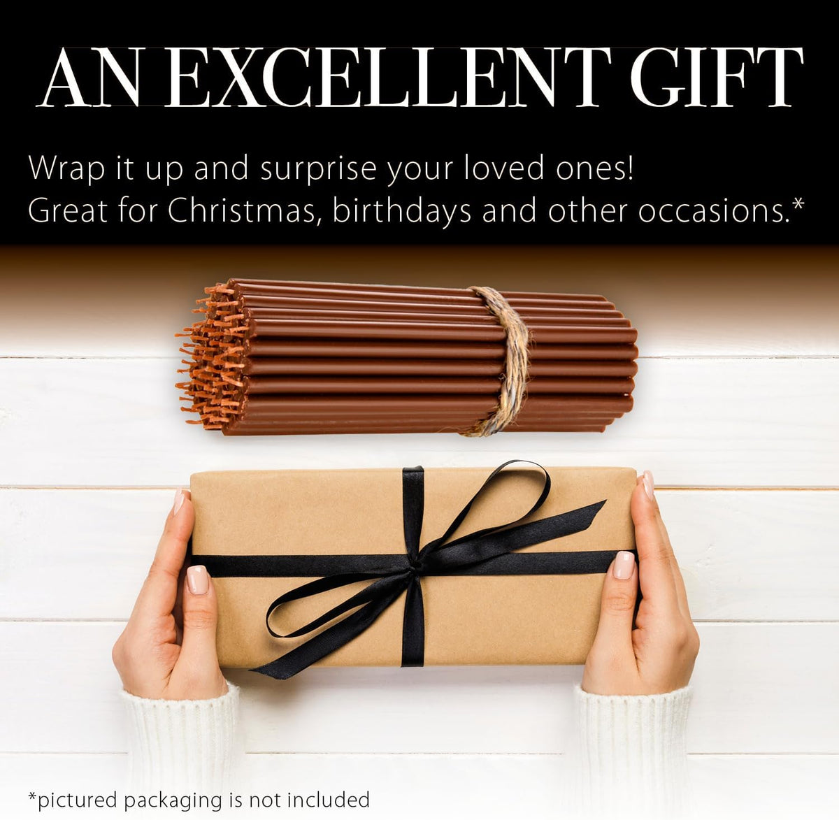 Danilovo Thin Taper Beeswax Candles - No-Drip, Smoke-Less, Tall, Decorative, Honey Scented Candles Ideal for Church Prayer, Rituals, Decor or Birthday – 6.3”x0.2” (Brown, 100pcs)