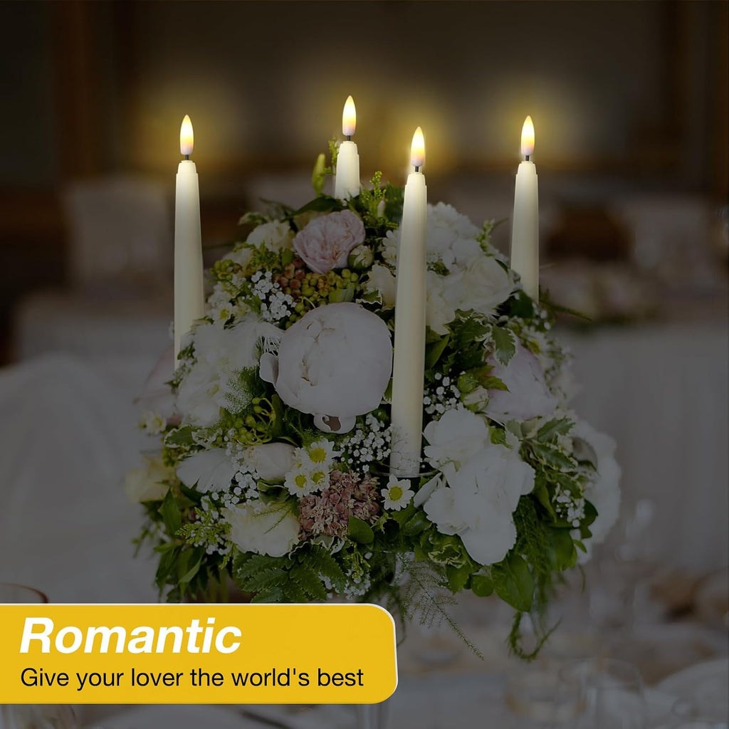 Reginary 48 Pcs Flameless Taper Candles with 4 Remote,Ivory,8.46 Inches