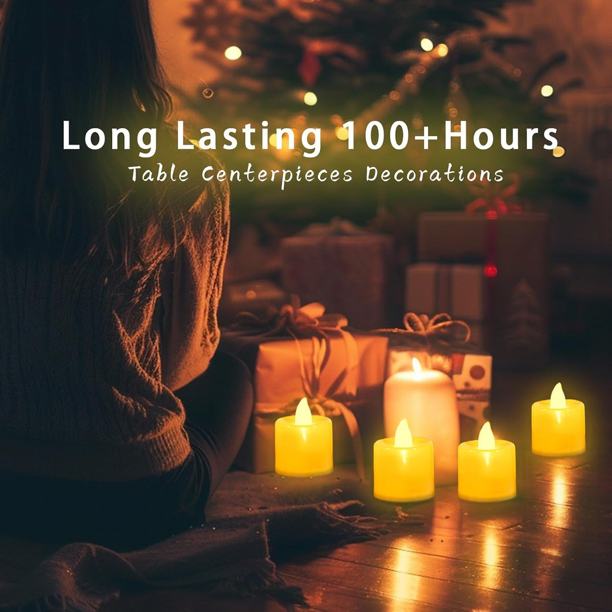 LANKER 24 Pack Flameless Led Tea Lights Candles, Flickering Yellow Candles (Yellow - 24Pack)