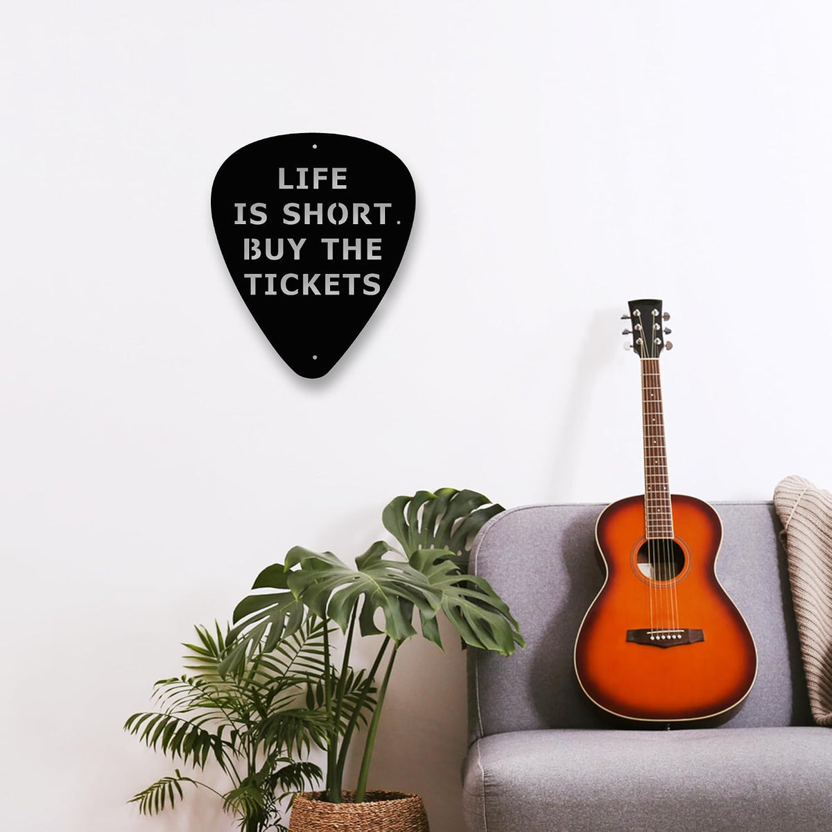Rajukit Metal Guitar Pick Wall Art,Black,Rustproof, 11.8 * 9.8 Inches