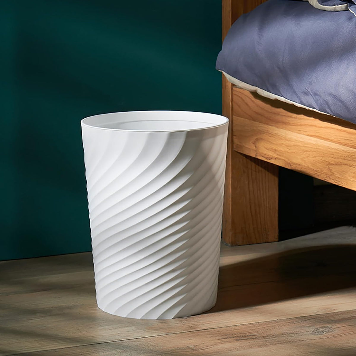 Bathroom Trash Can 1.8 Gallon Small Waste Basket Garbage Can for Dorm Kitchen Toilet Office Bedroom, 2 Pack White