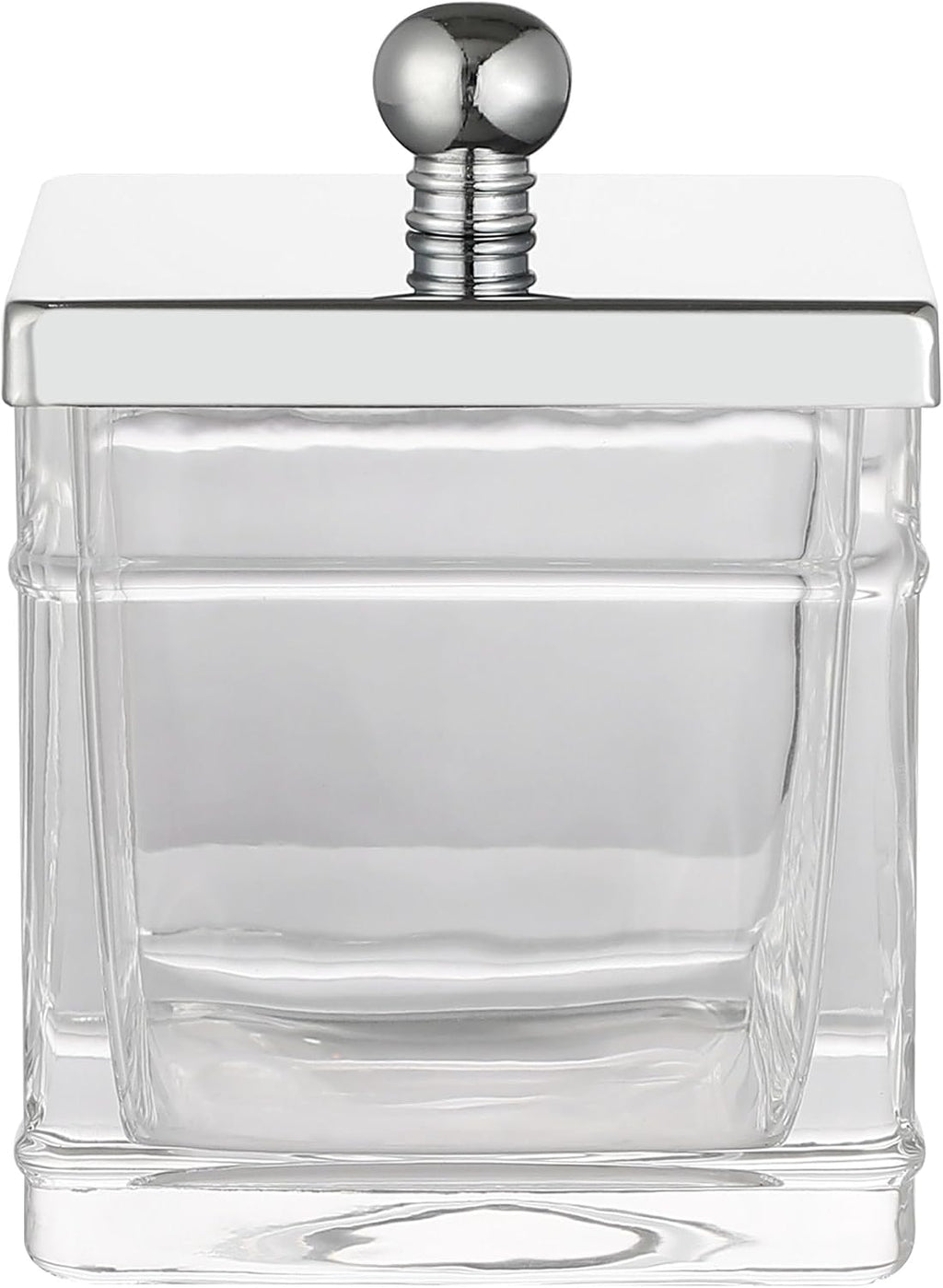 Clear Transparent Hotel Style Apothecary Tempered Glass Canister Jar W/ Matte Black Metal Lid Cover, Classic Countertop Organizer for Cotton balls/pads, Floss Picks, Makeup Storage