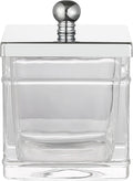 Clear Transparent Hotel Style Apothecary Tempered Glass Canister Jar W/ Matte Black Metal Lid Cover, Classic Countertop Organizer for Cotton balls/pads, Floss Picks, Makeup Storage