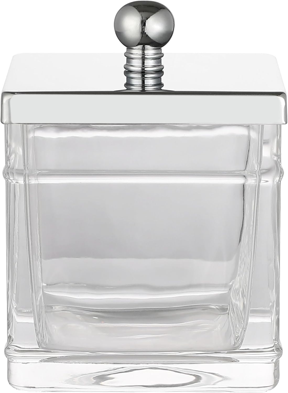 Clear Transparent Hotel Style Apothecary Tempered Glass Canister Jar W/ Matte Black Metal Lid Cover, Classic Countertop Organizer for Cotton balls/pads, Floss Picks, Makeup Storage