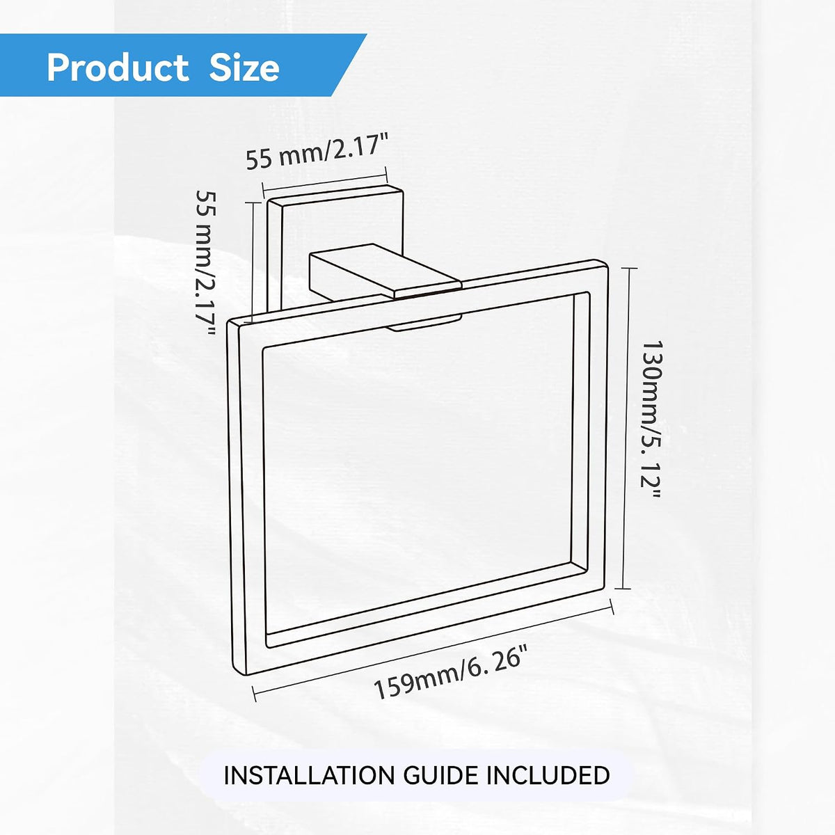 LANC Hand Towel Holder for Bathroom Wall Mount Matte Black and Brushed Gold Square Hand Towel Holder for Bath Lavatory SUS304 Stainless Steel Modern Style Shower Towel Towel Racks Hanger, A8896GK