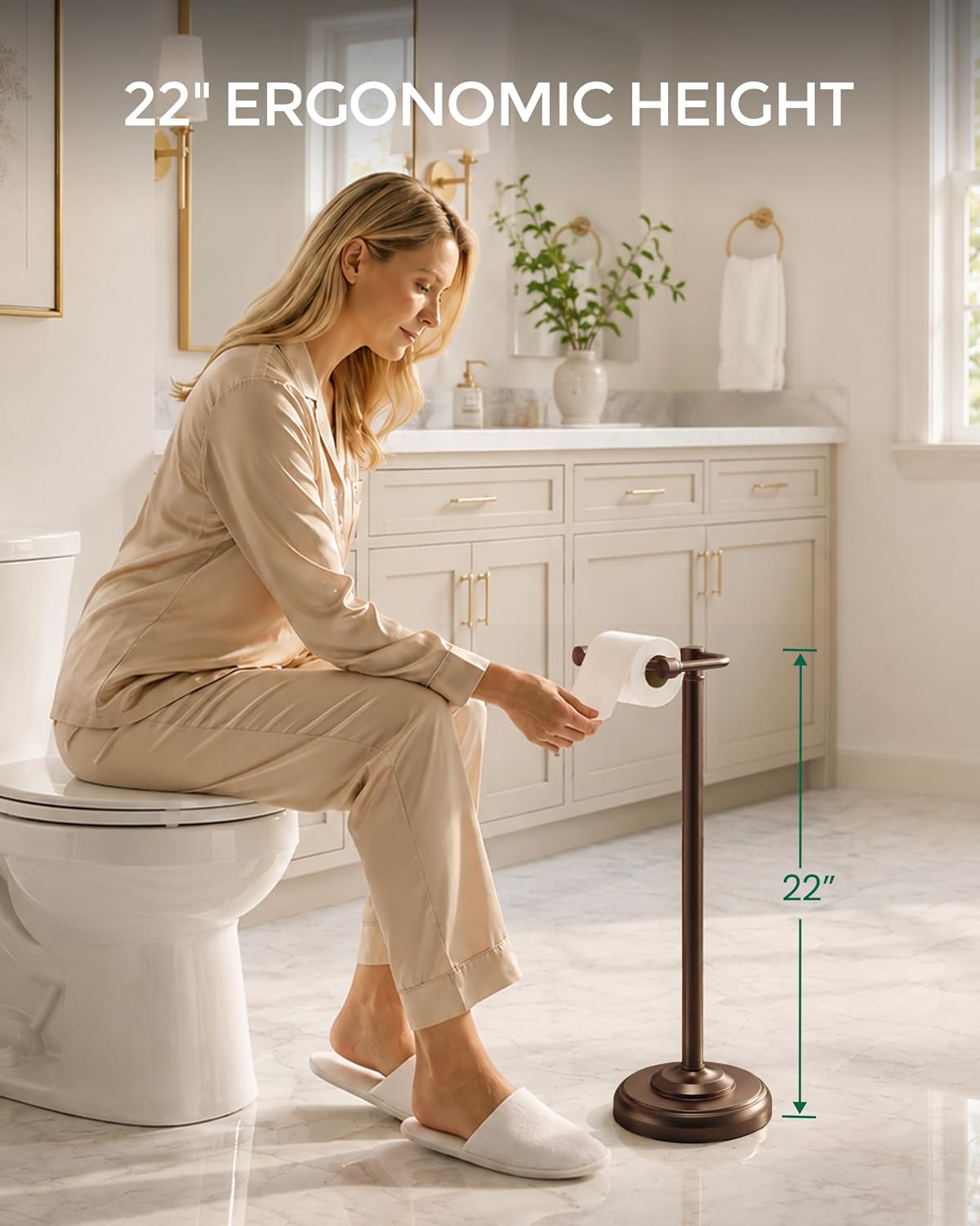 Dark Bronze Toilet Paper Holder Stand Stainless Steel&Weighted Base