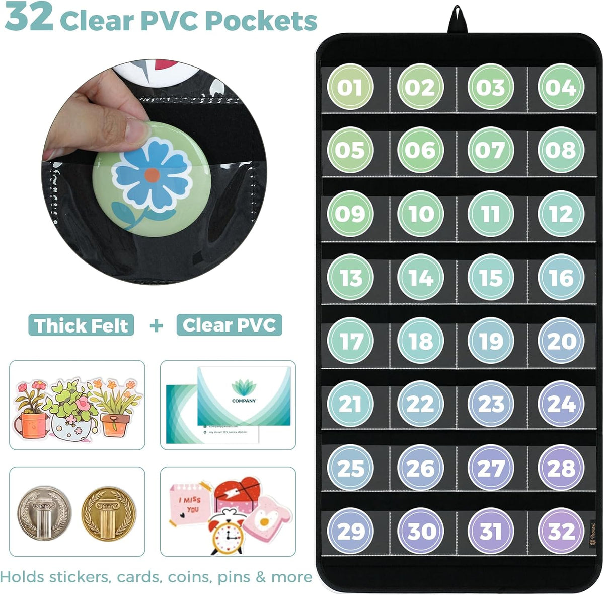 PACMAXI Hanging Badge Button Pin Organizer Display Storage Stand