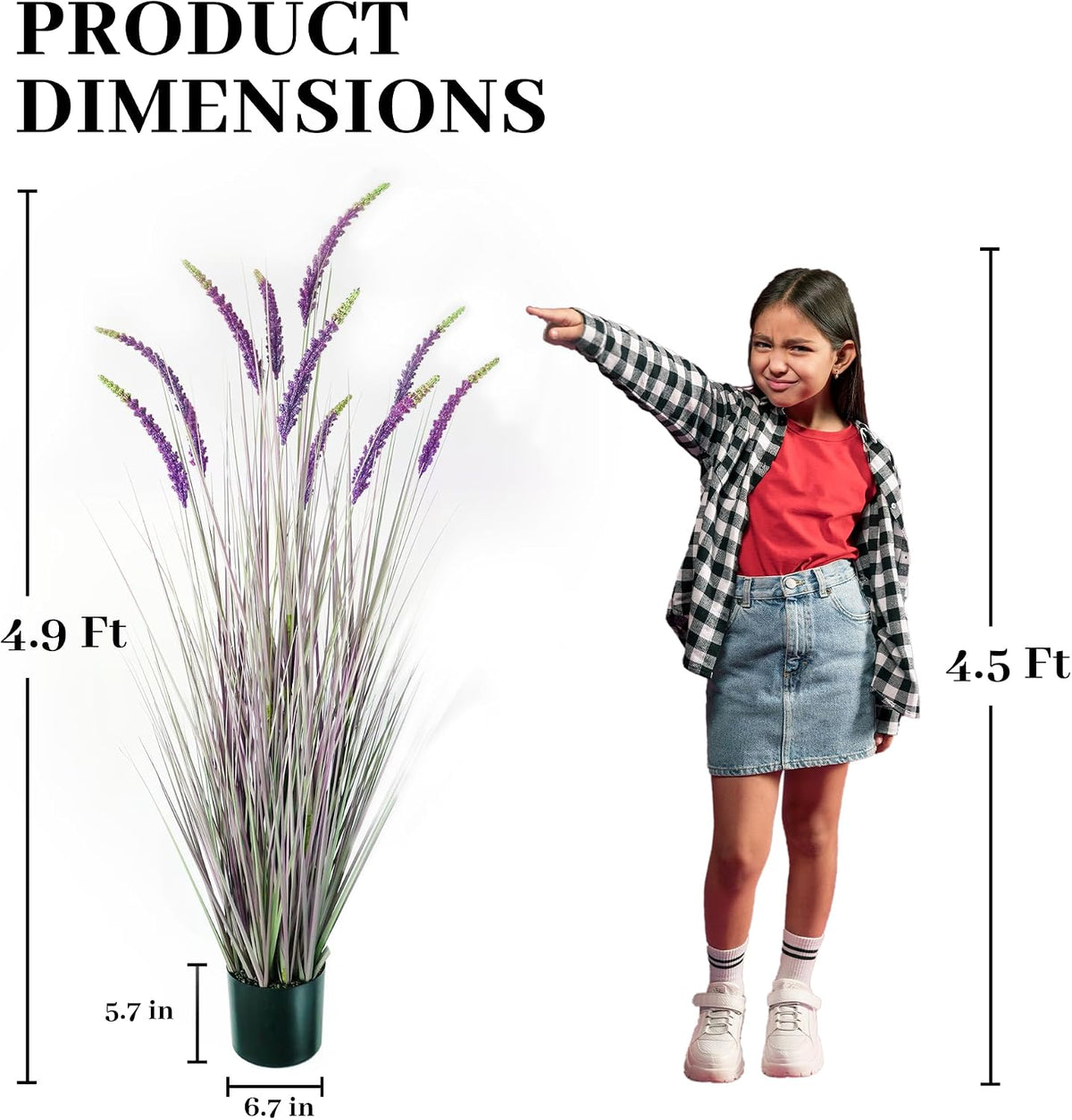 5ft 2-Pack Artificial Grass Plants in Pots, 59in Faux Grass Plant Indoor