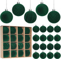 Artmag 16 Pcs Velvet Christmas Balls Hanging Ornaments Set, Shatterproof Plastic Flocked Christmas Tree Balls Xmas Decorations Festival Holiday Party Decor (Green,2.36 Inch)