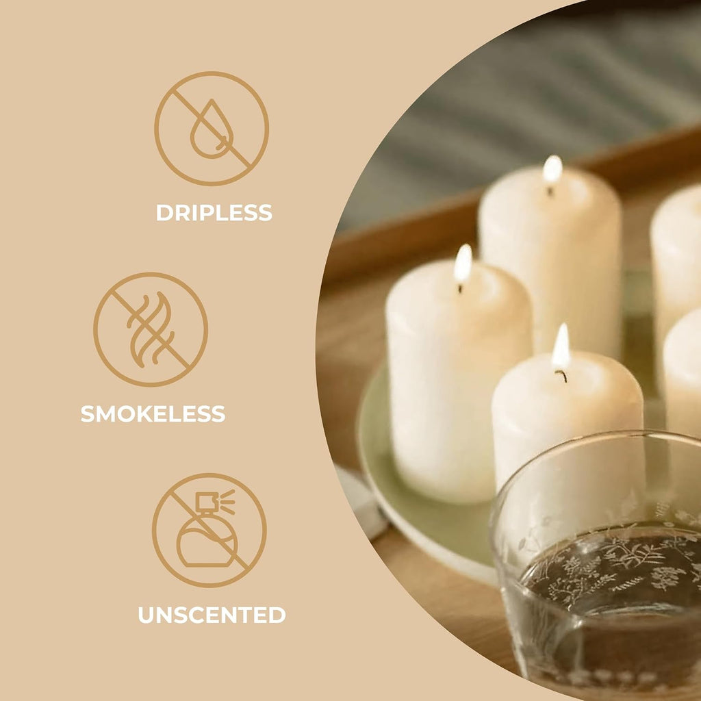 Pillar Candles Set of 40, Ivory Unscented, 1.57 x 2.76 in