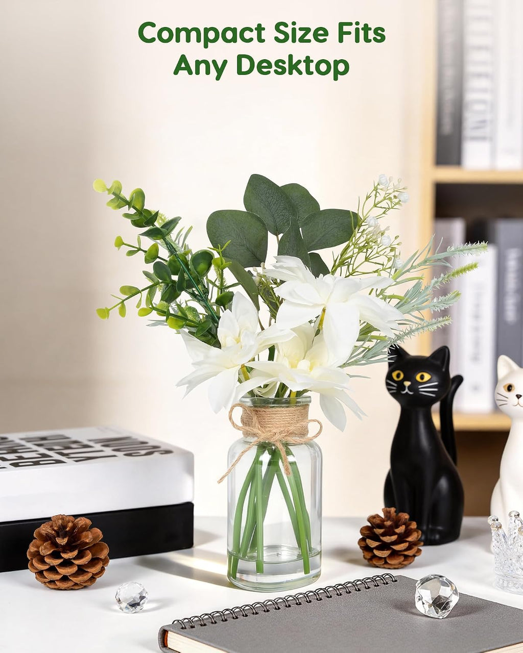 Velener Artificial Flowers with Stems Fake Flowers in Vase with Faux Water, Fake Plants for Home Decor, Office Kitchen Bathroom Farmhouse Living Room Coffee Table Faux Centerpieces for Tables-1 Pack