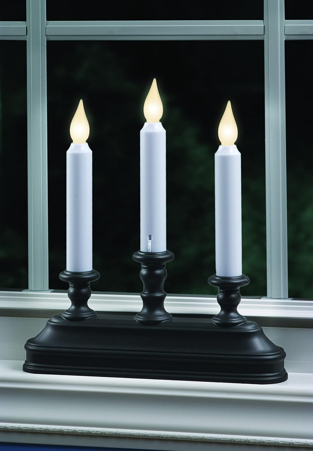 Xodus Battery Operated Window Candles, Aged Bronze, Candelabra, 3 Pack
