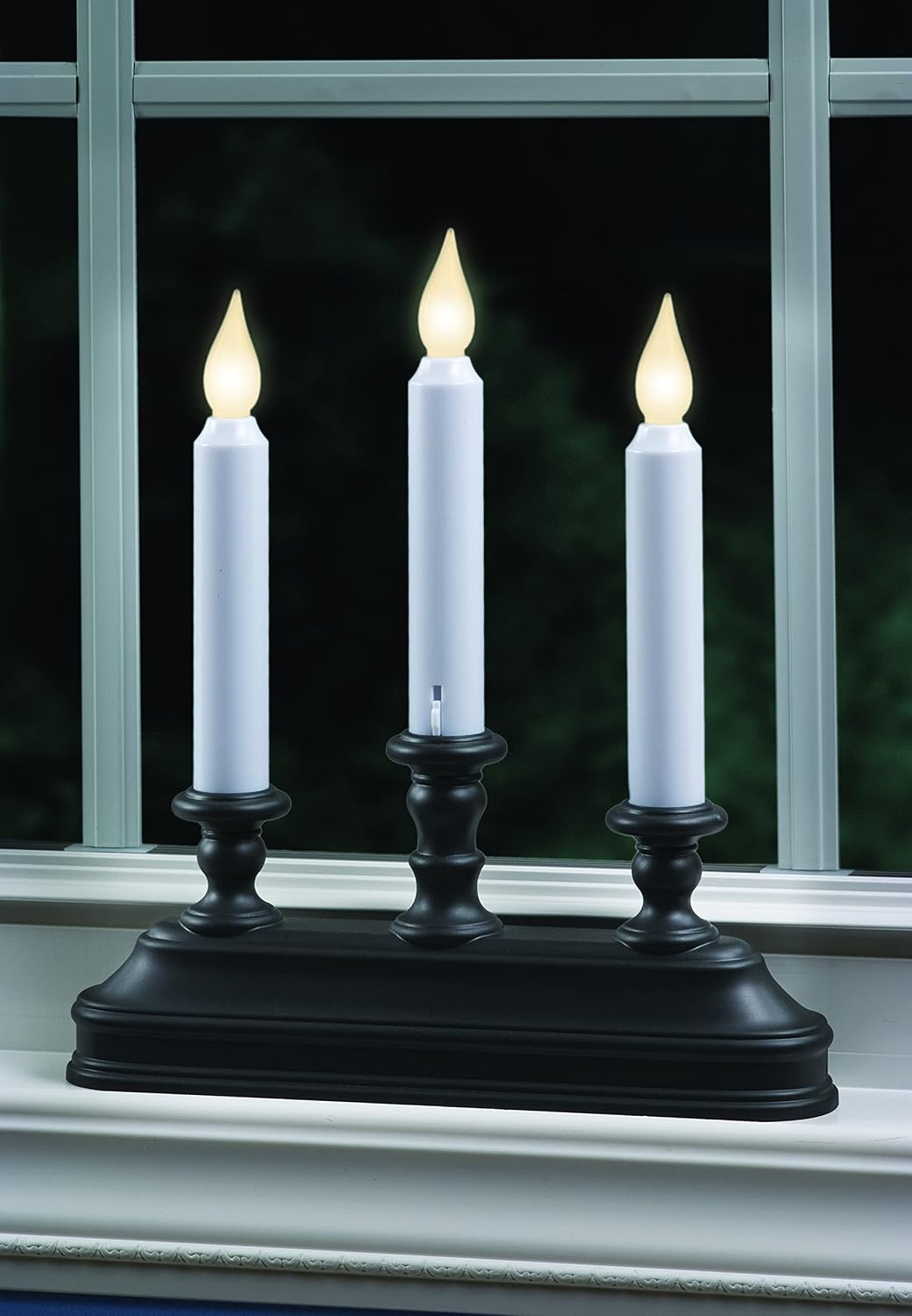 Xodus Battery Operated Window Candles, Aged Bronze, Candelabra, 3 Pack