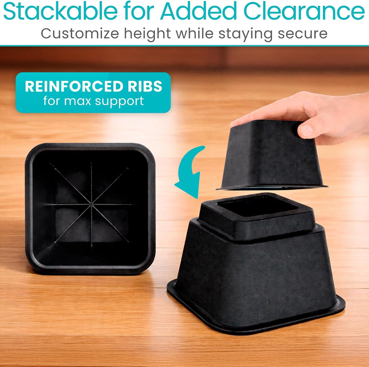 Vive Bed Risers Heavy Duty (4 Pack - 3 Inch) - Furniture Lifts Risers