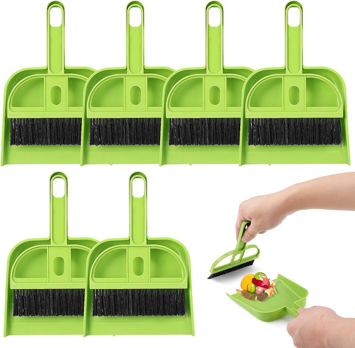 Sewroro Mini Broom and Dustpan Set 6 Pack Desktop Broom and Dustpan Combo for Home Office Cleaning Brush for Keyboard Windowsill Counter Compact Handheld Sweeping Tools
