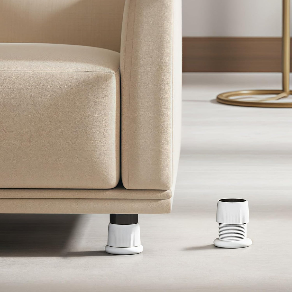 4 Pcs Furniture Leg Elevators, Robust White Screw Design Adjustable Furniture Risers with Anti-Slip Pads, 1.57-2.48 in Height Adjustable Bed Risers for Cabinet, Desk, Table & Bed