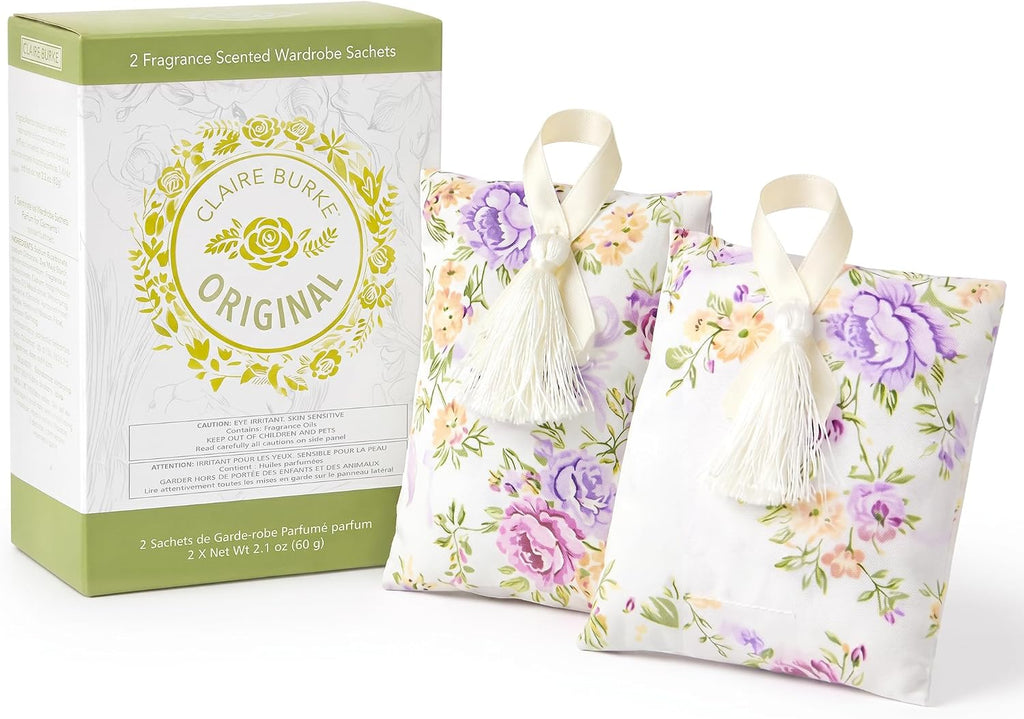 Claire Burke Scented Sachets for Drawers and Closets, Original, Set of 2