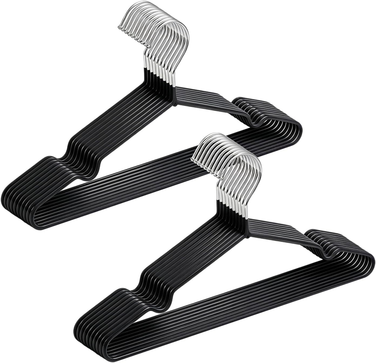 Amber Home 20Pack Black Rubber Coated Metal Coat Hangers, Non Slip & Sturdy