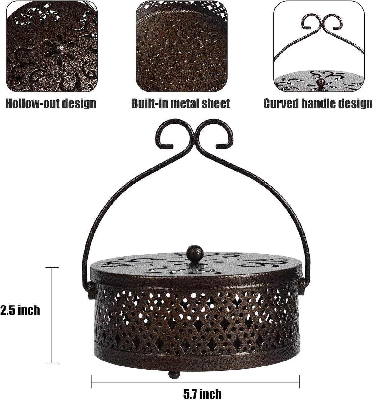 4 Pieces Mosquito Coil Holder Incense Coil Burner Indoor Outdoor Camping Use Portable Coil Holder Incense Burner Holder (Bronze Rhombus)