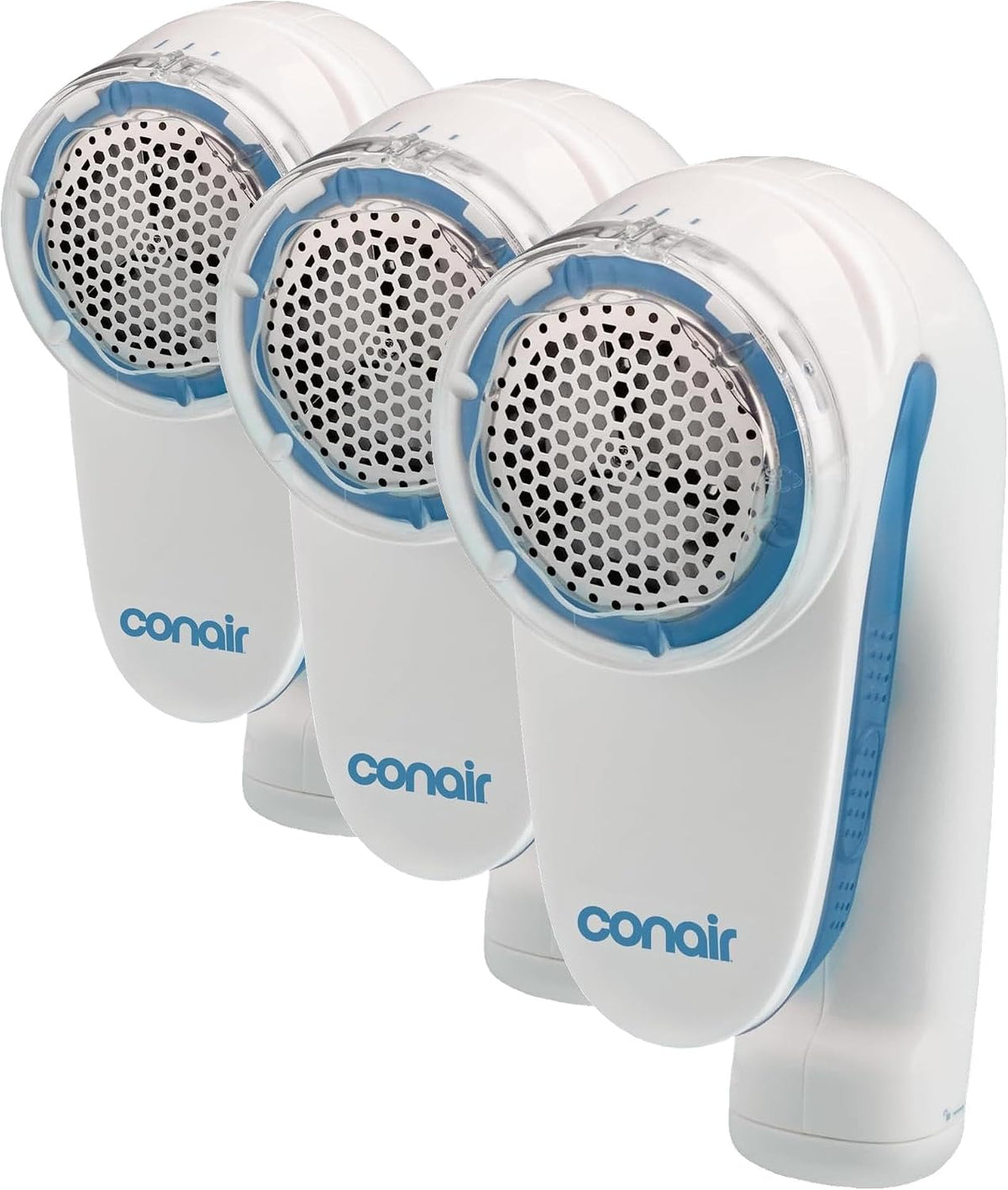 Conair Fabric Shaver and Lint Remover,Battery-Operated Portable Clothes Shaver with 3 Settings, Fuzz Remover for Sweaters,Clothing and Furniture, Large 2-Inch Shaving Head,White, Regular (Pack of 3)