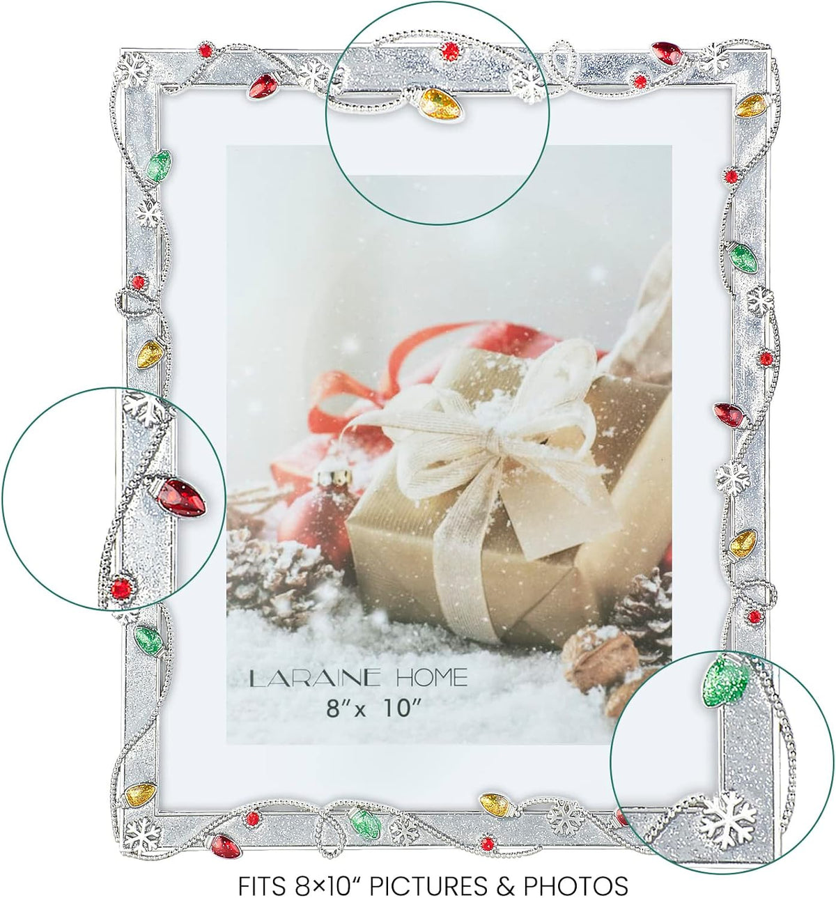 LARAINE Picture Photo Frame 8x10 Metal 2026 Christmas High Definition Display Pictures for Tabletop Home Decorative Holiday Gift (Silver,8x10)