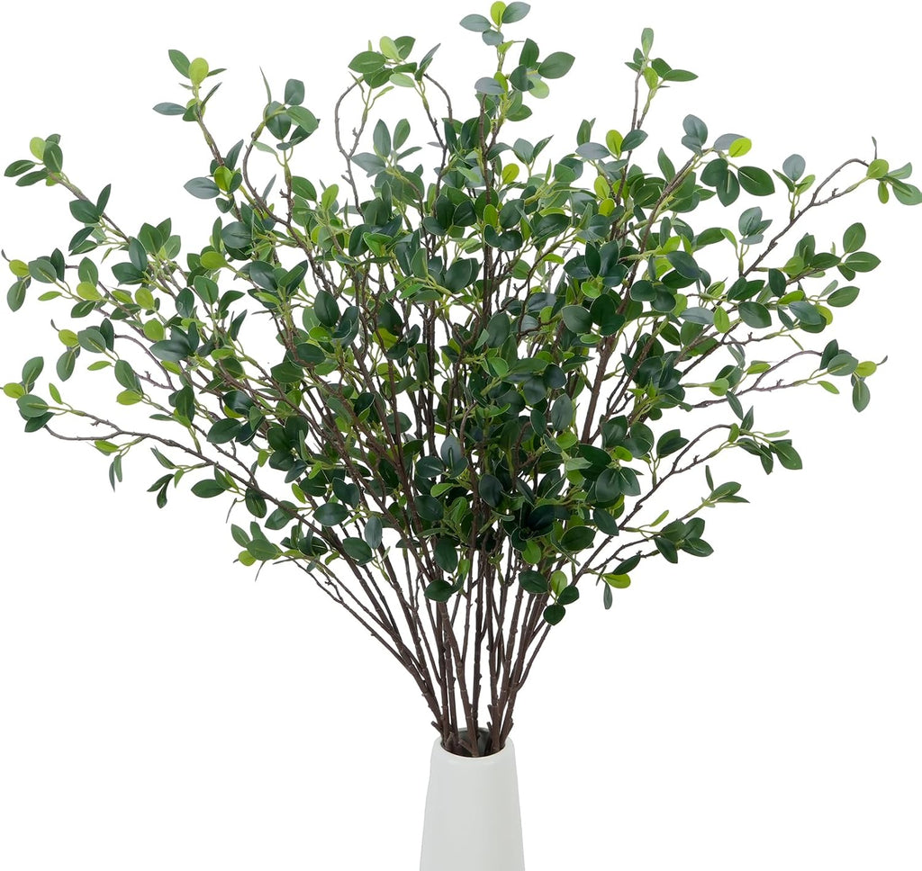 10Pcs Artificial Greenery Stems 43" Faux Ficus, Eucalyptus Stems