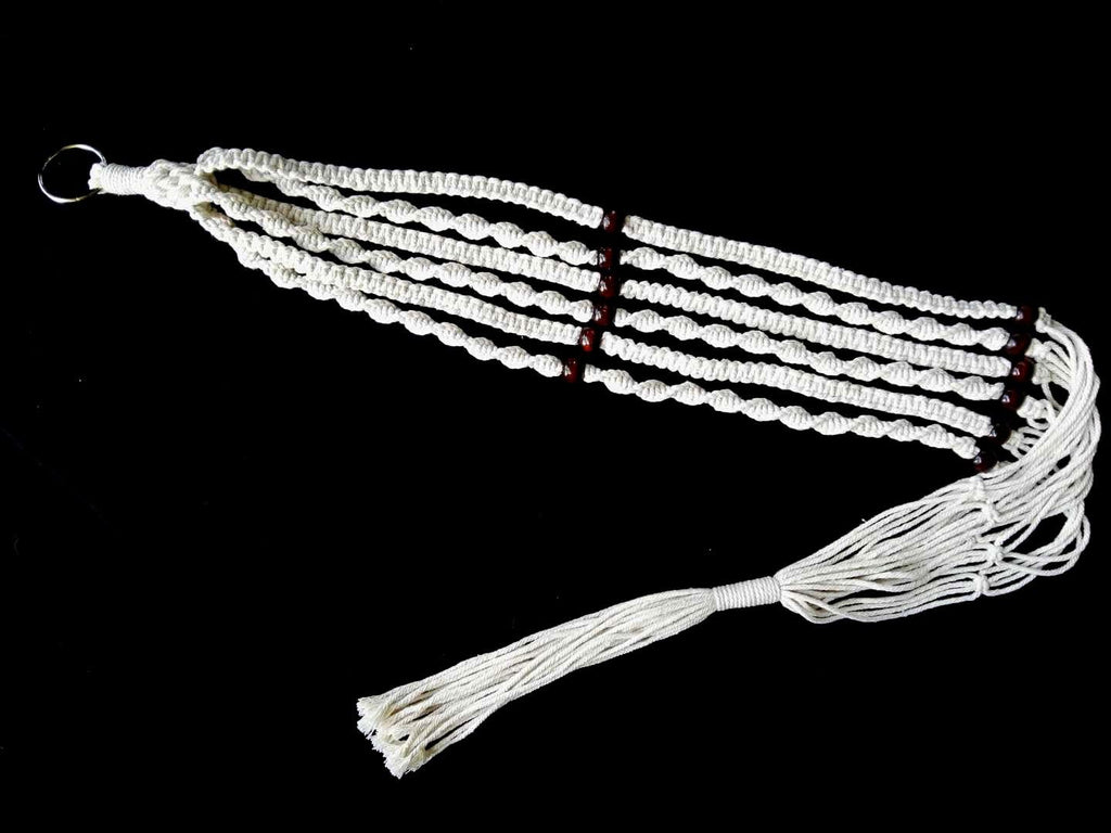 Plant Hanger Macrame Cotton 6 Legs 51 Inches in Tan and Green Color for Indoor Outdoor, Living Room, Kitchen, Deck, Patio, High and Low Ceiling with Size of 10-12 inches Without THE Pot (Cream)
