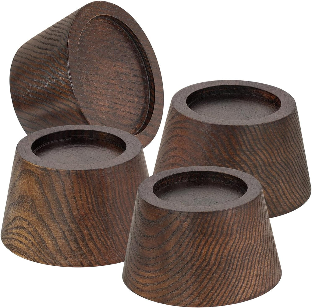 Bed Risers (Set of 4) Furniture Risers Lifts Height 2", Oak Solid Wooden Risers for Bed, Furniture Risers with Non-Slip Recessed Hole (Monolithic Wood, 4pcs-2" Hight-Walnut Color)